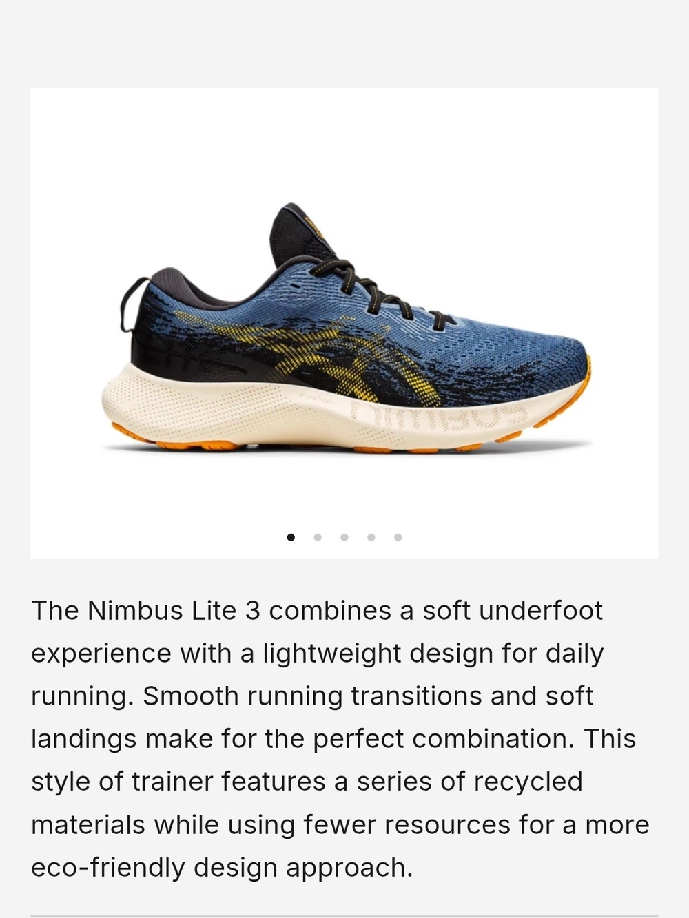 EUC-ASICS Nimbus Lite 3 Running Shoe - Blue Yellow Sz 13